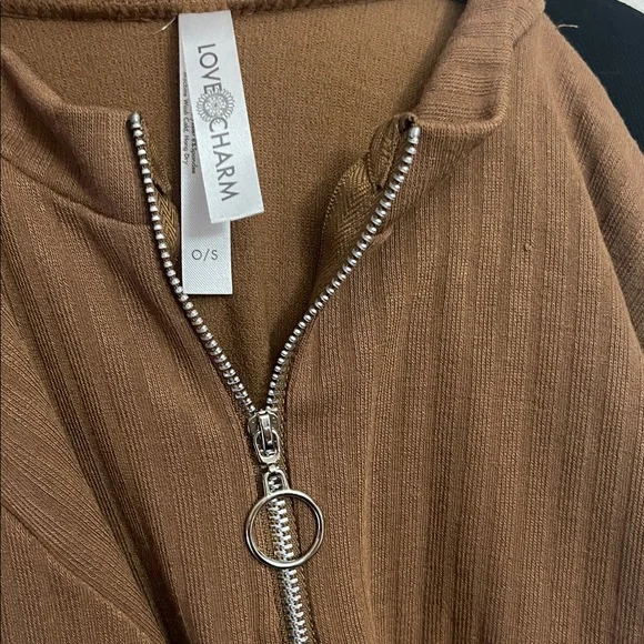 Womens Mock Neck Ribbed Crop Top Long Sleeve Quarter Zip Pullover Shirt - Picture 2 of 4